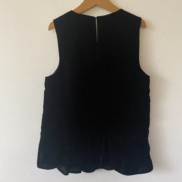 J.Crew Sleeveless Blouse Womens Size 4 Black Velvet Peplum Hem NWT Keyhole Neck - Picture 7 of 10